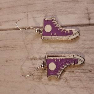LAVENDER Converse Style Silver Tone Earrings 925S Sterling Post